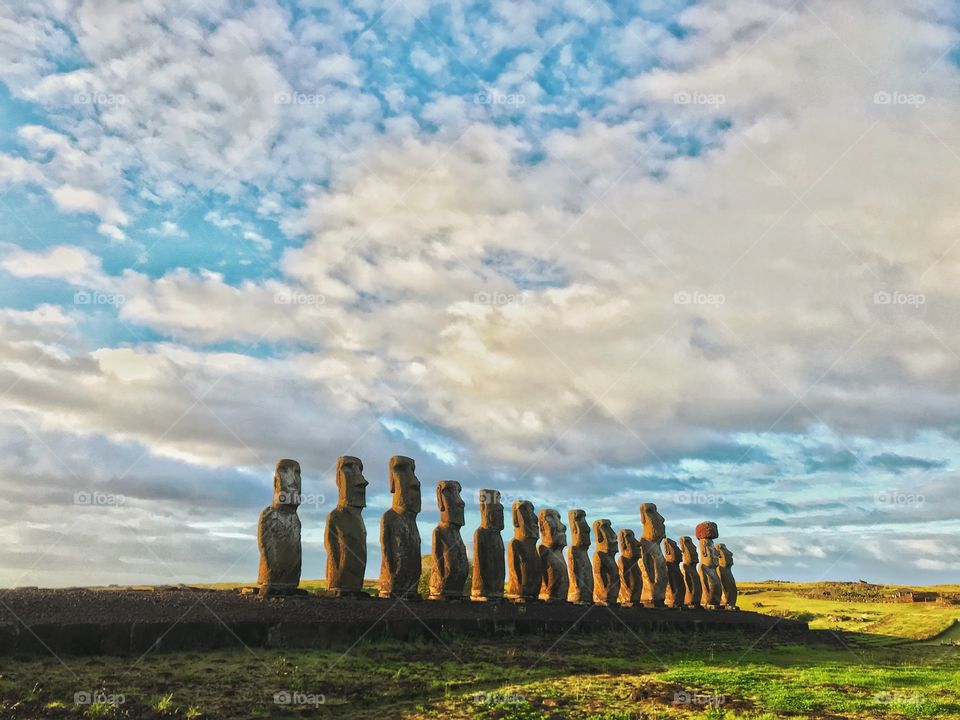Sunsets with Moais, Easter Island