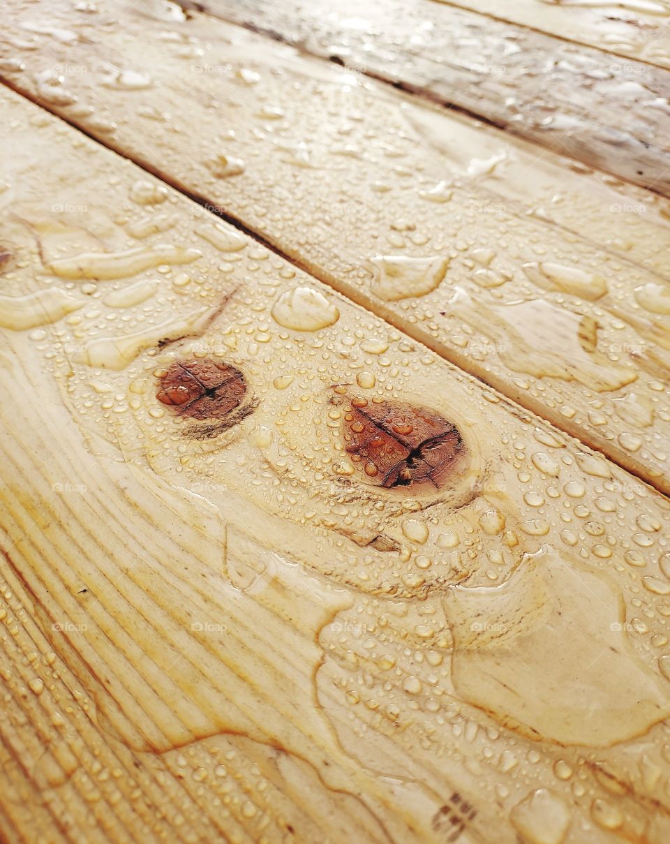 water drops on a wooden table