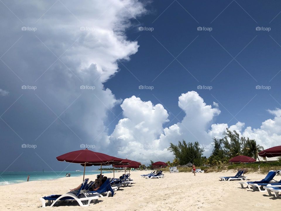 Clouds over the beach ocean
