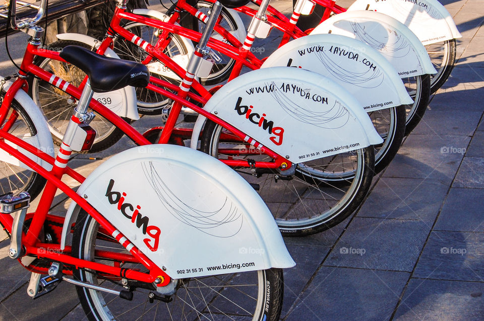 Bicing in Barcelona. Public biking service