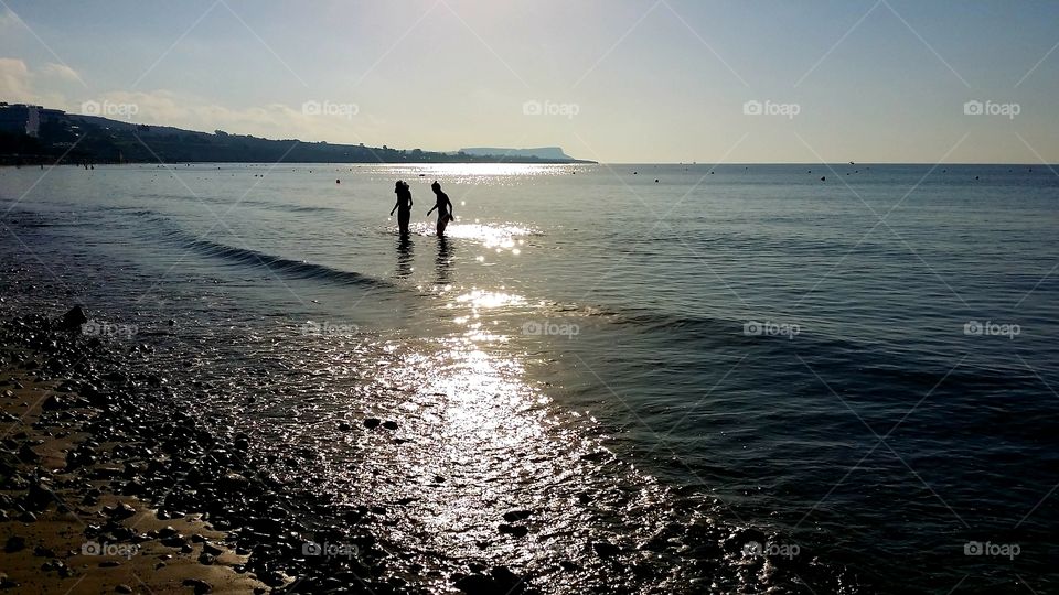 romantic walk on the beach