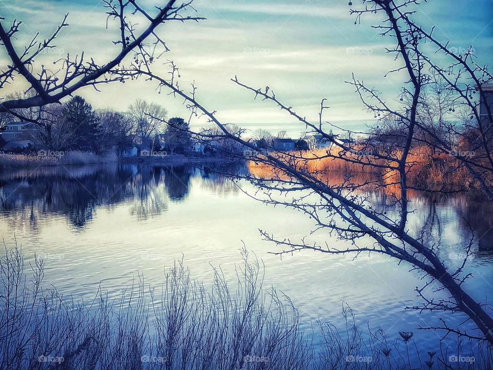 Sunrise at the tidal estuary 