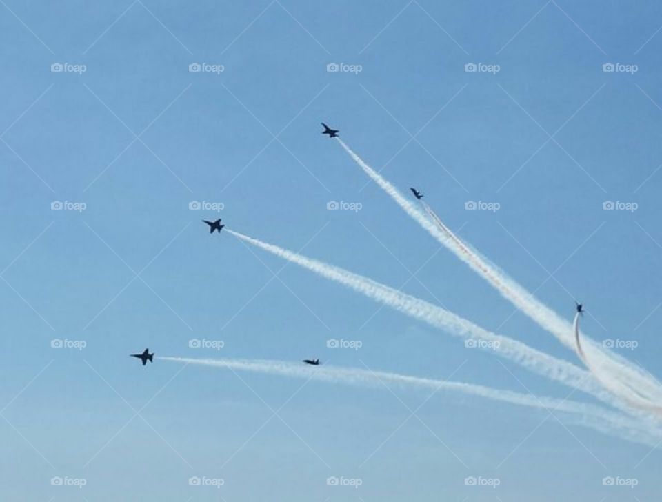 Blue Angels flying in a formation