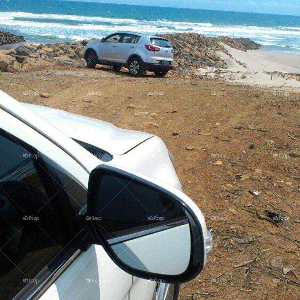 Car , beach, and ocean