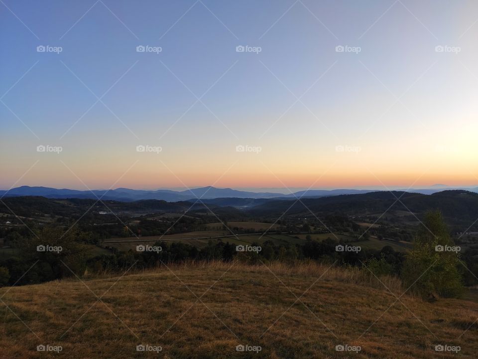 Sunset from mountain Rudnik Serbia