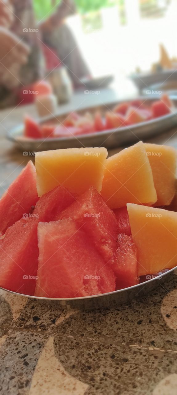 Watermelon with muskmelon salads