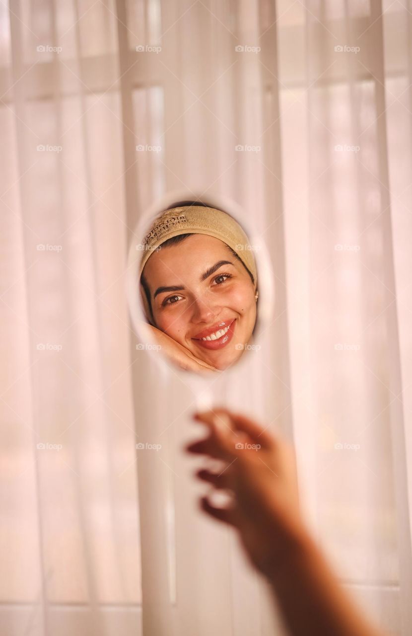 Portrait of beautiful woman, happy morning 