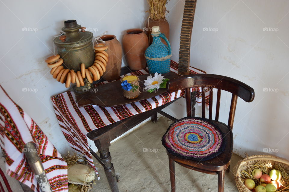 inside the Russian hut