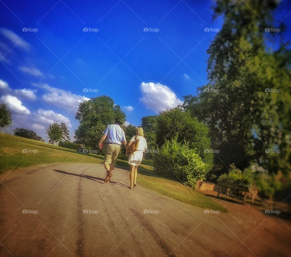 Couple. Walking 