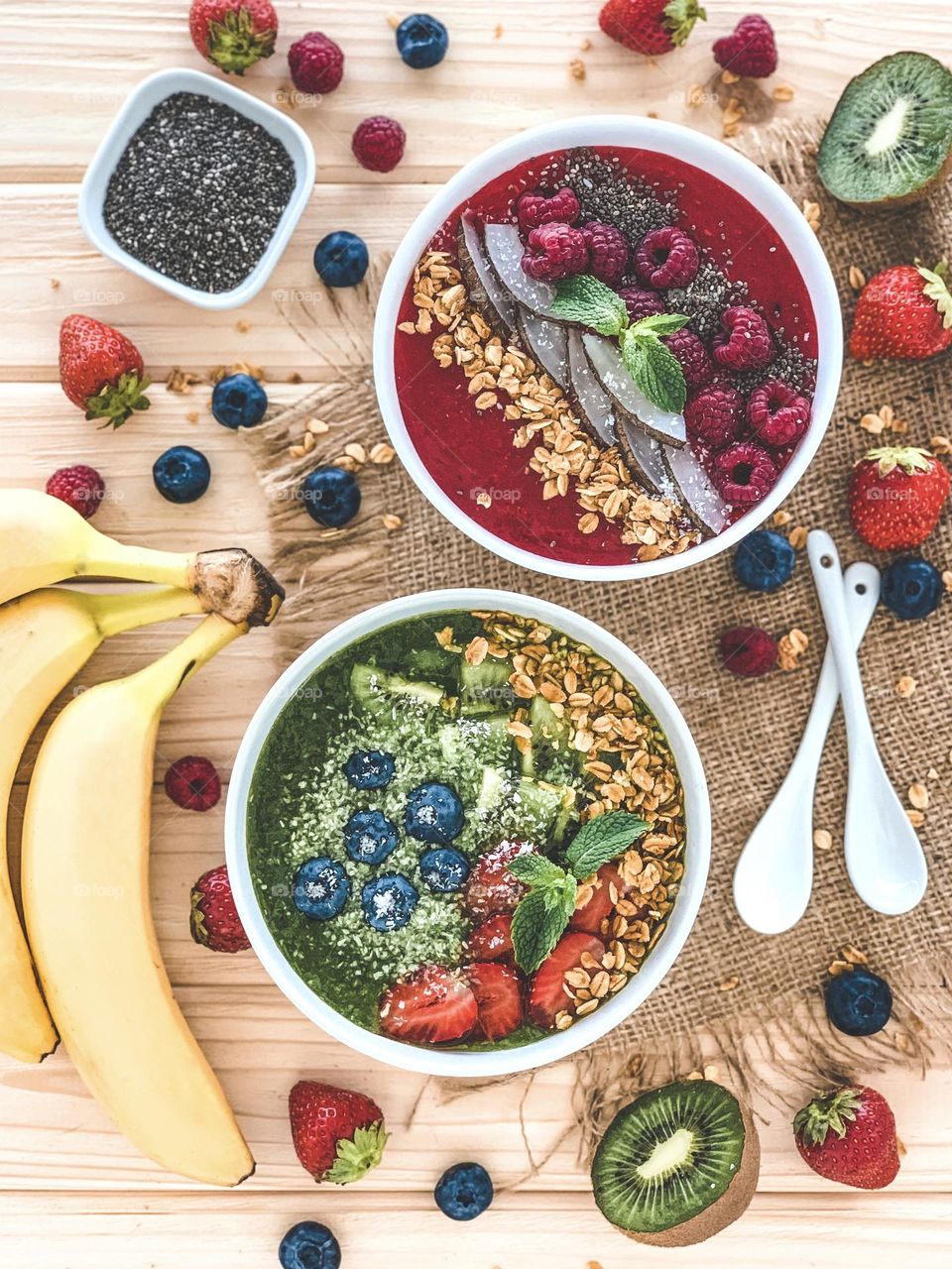 Smoothie bowl. Breakfast with berries