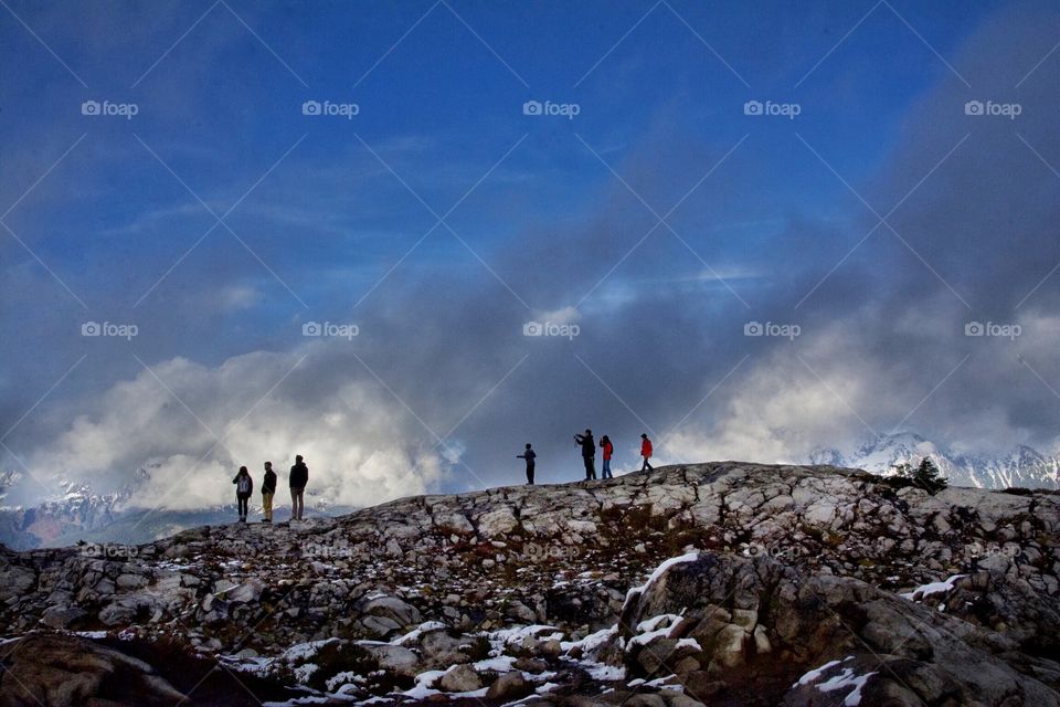 Tiny people on the mountain
