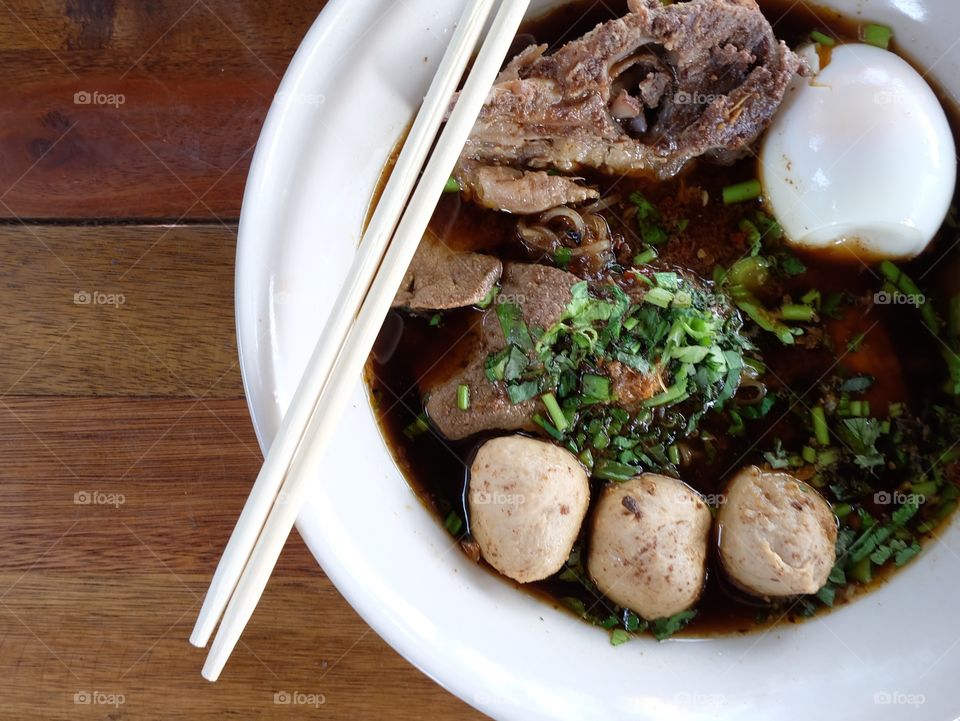 High angle view of beef meat in a bowl