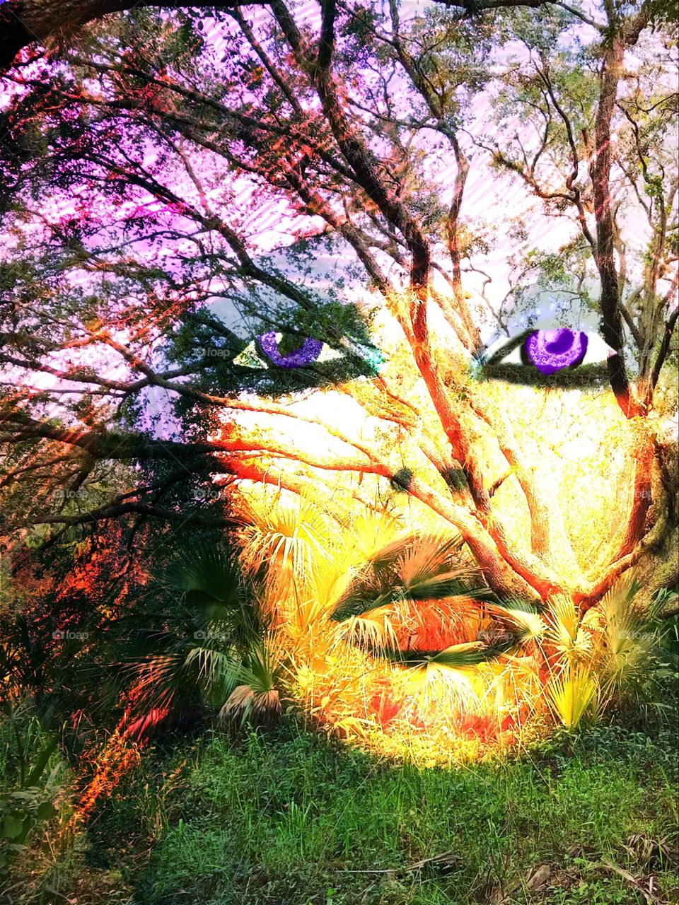 Face in the forest.
