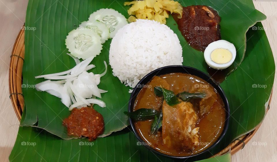 Nasi lemak rendang chicken