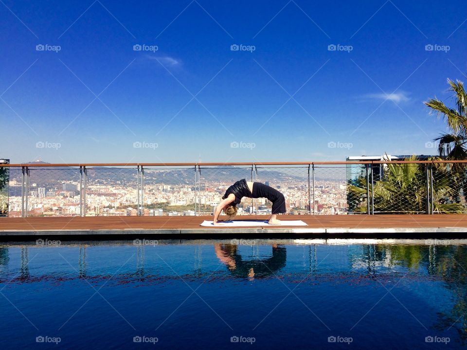 Yoga by the pool