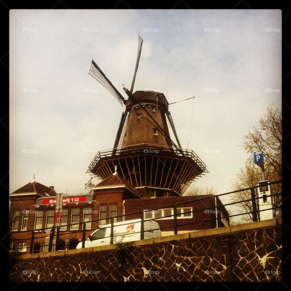 Windmill in the Netherlands . Typical Windmill that can be seen in Amsterdam 