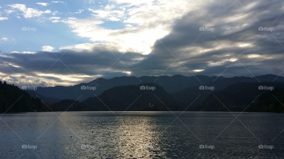 Stormy sky over lake bled