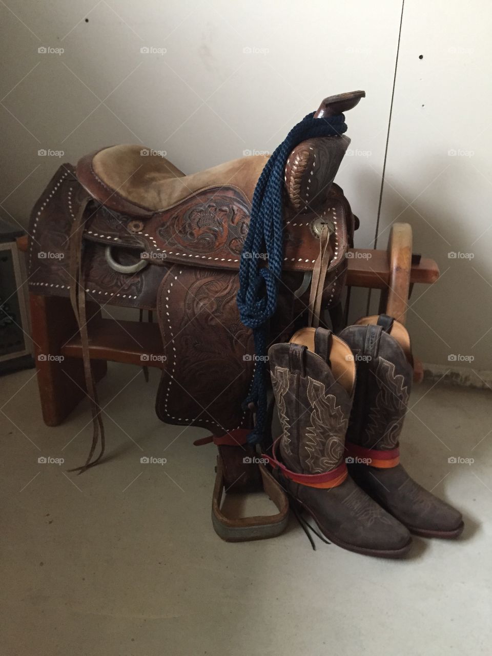 Cow girls gear The sweet smell of leather Riding boots Rope ready leather one of the most use products for hundreds of years so underrated