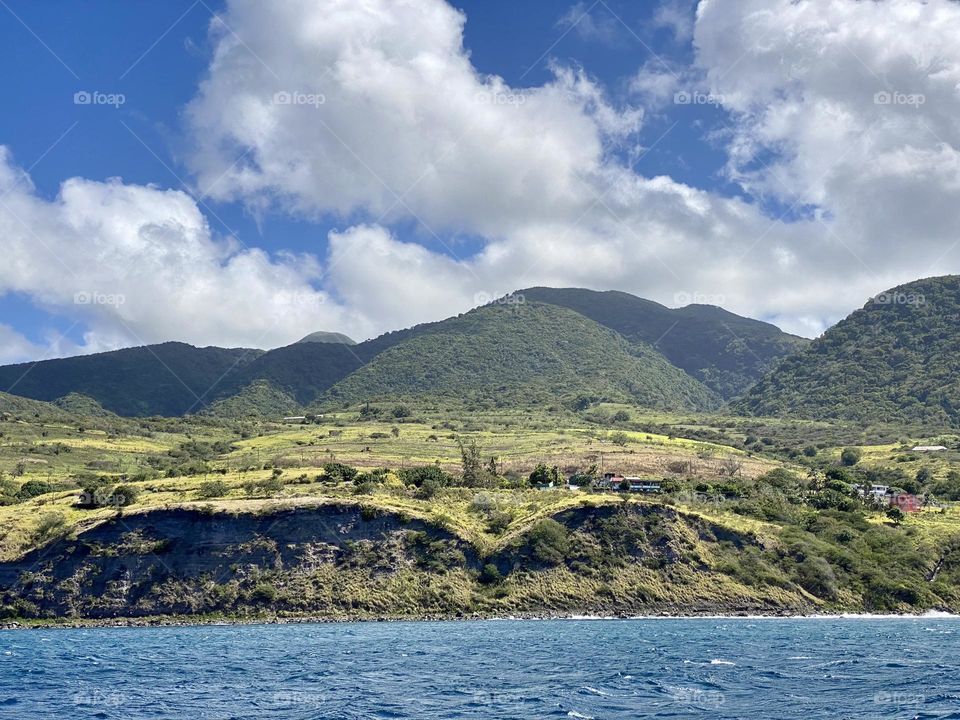 The coastline of St Kitts