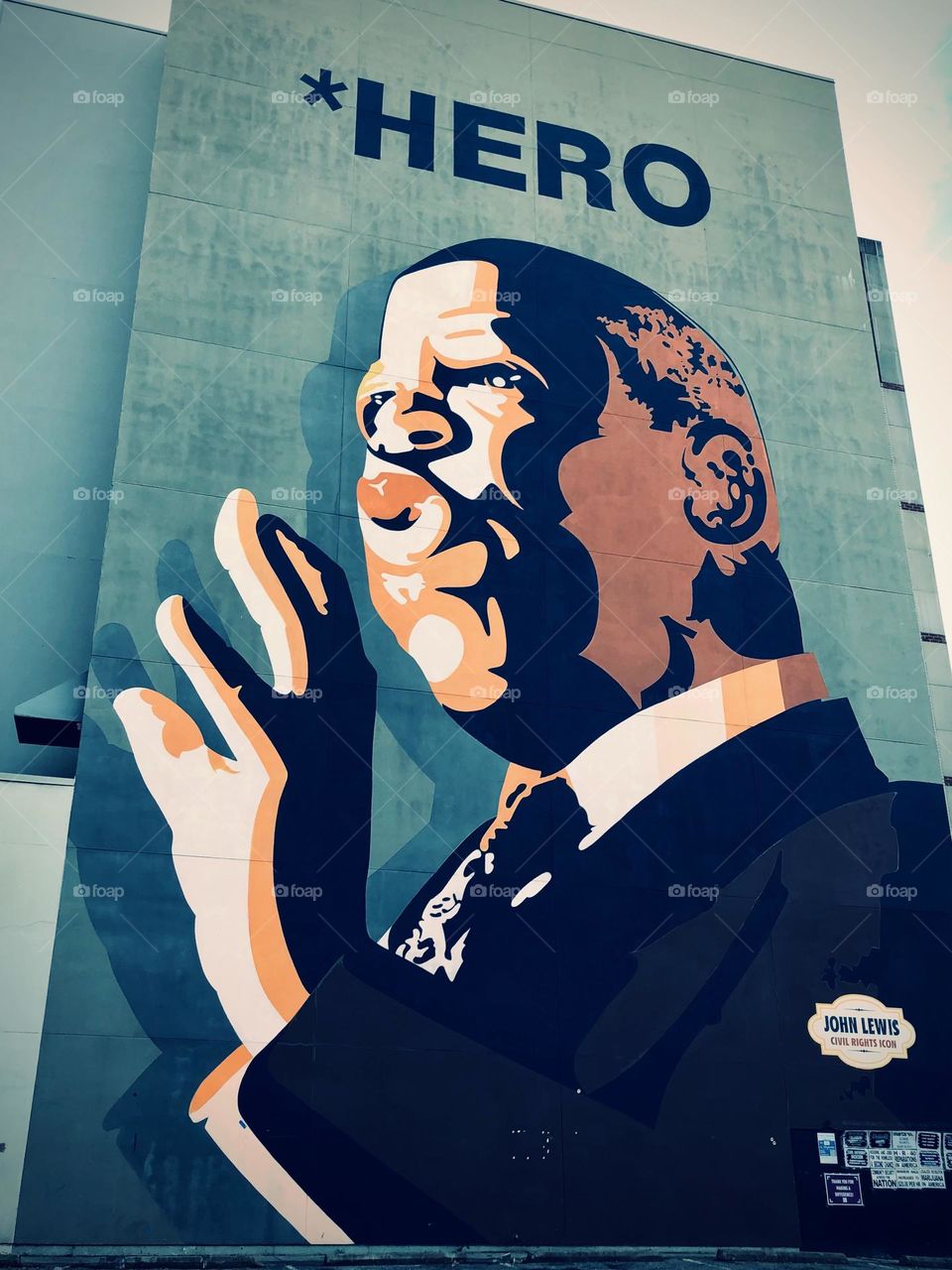 Street art of John Lewis in downtown Atlanta 