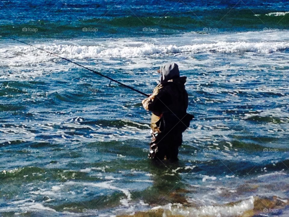 Fisherman. Montauk during peak Bass season