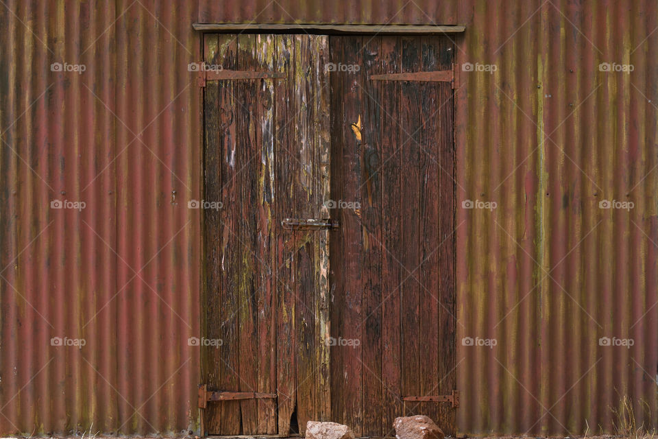 Old Weathered Toolshed Shack Door Front, Rustenburg, South Africa