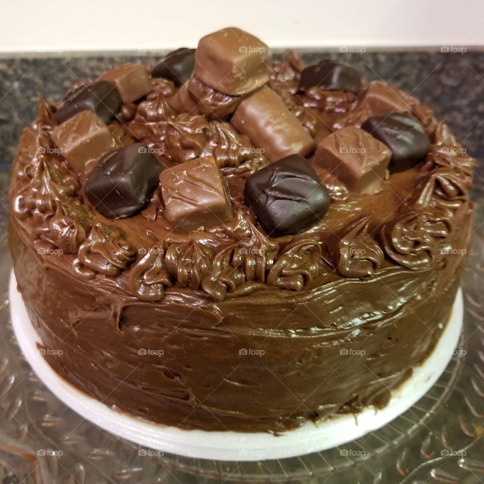 Triple chocolate layered cake