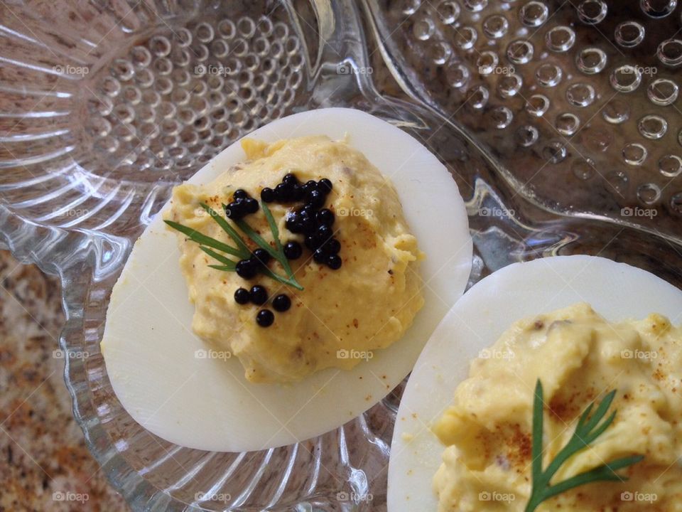 Deviled egg with caviar