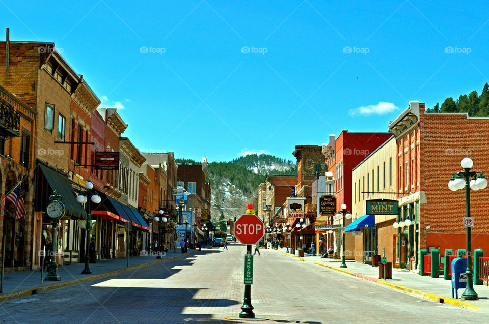 deadwood south dakota mountain black hills stop sign by refocusphoto