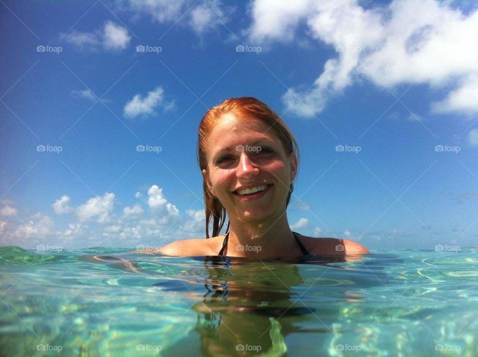 woman swimming in the ocean