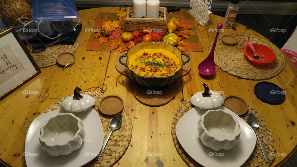 Autumn table set for supper