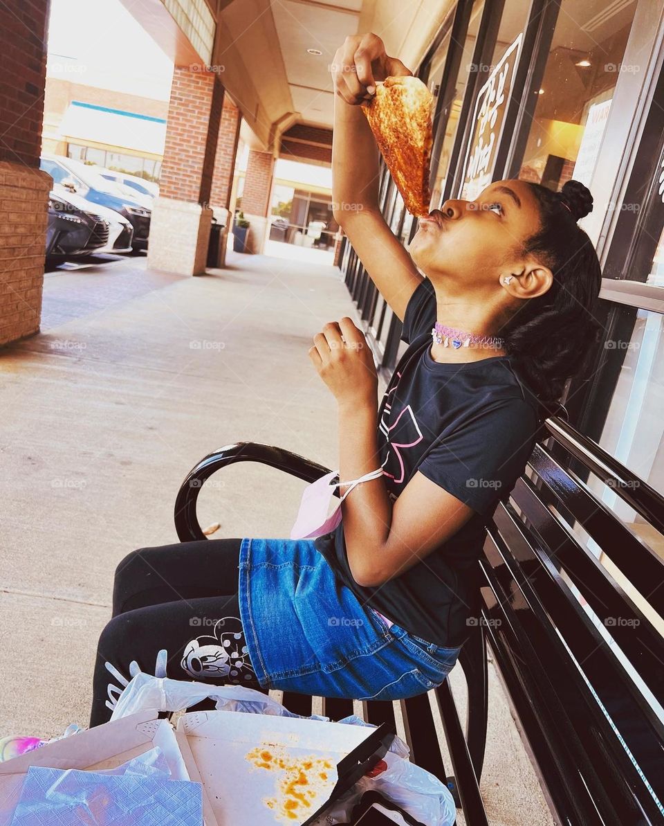 Pizza break on a breezy spring afternoon 