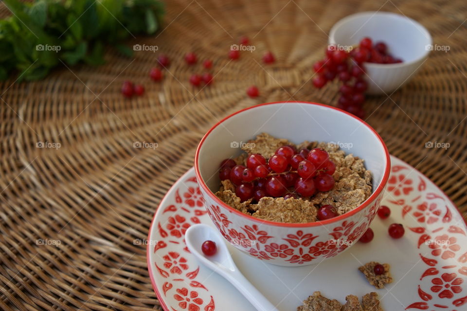 Wheat flakes with berries.
