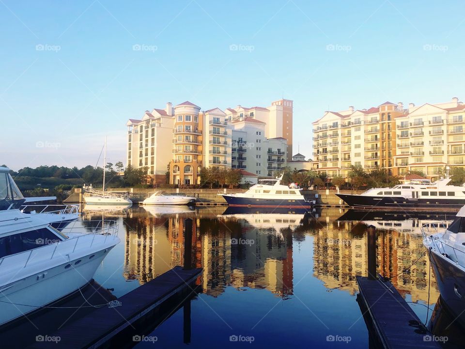 The Marina Inn at Grand Dunes reflecting off the Marina.