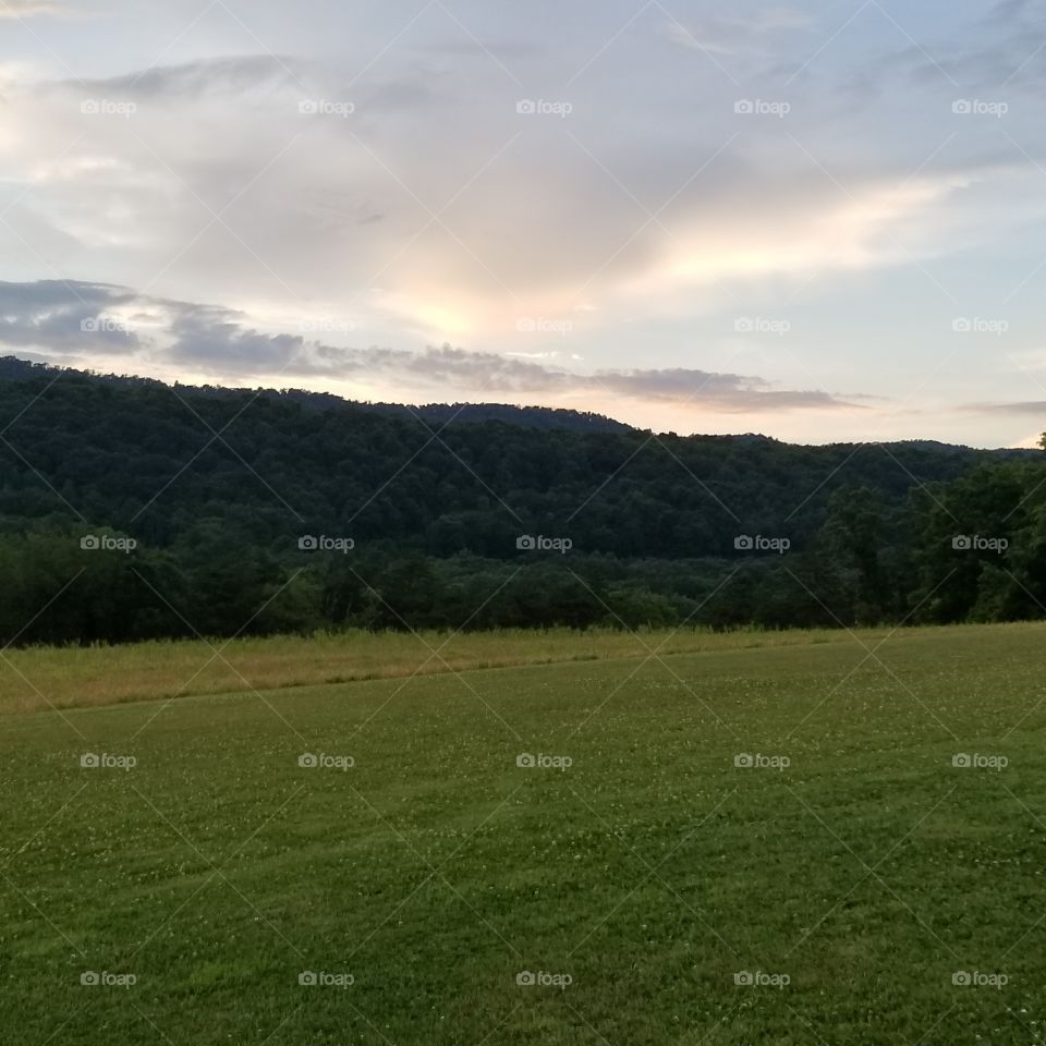 sunset over the farm