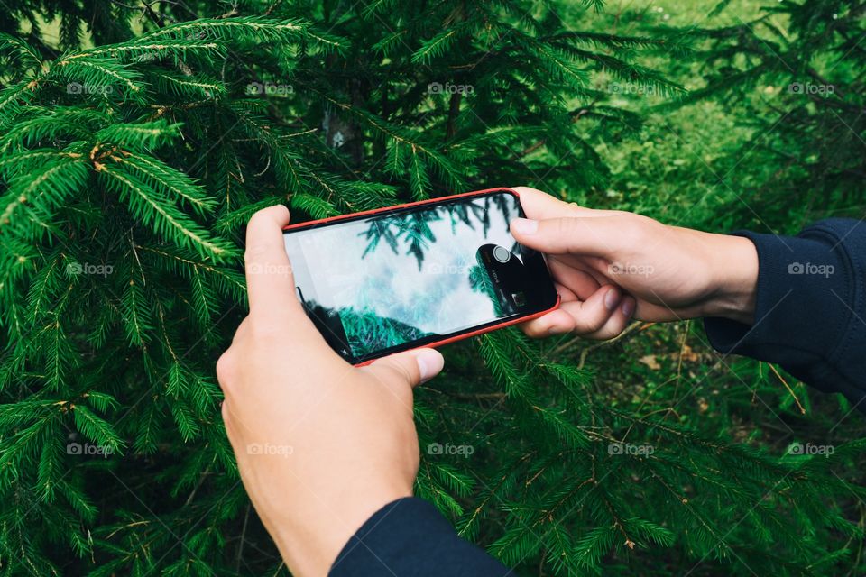 people snapping photo with smartphone