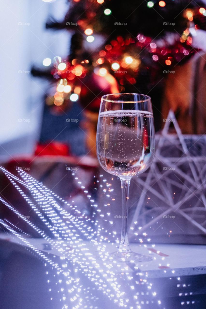 white wine for christmas celebration / winter holidays / new year / winter beverage