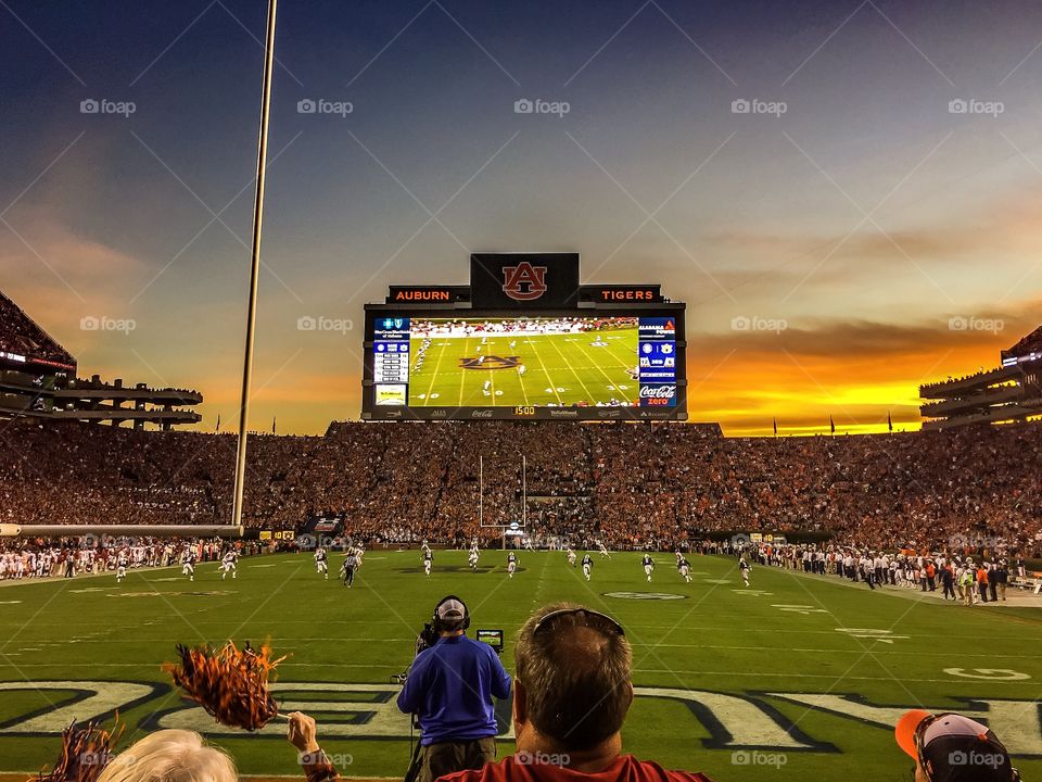 Auburn sunset at SEC college football game