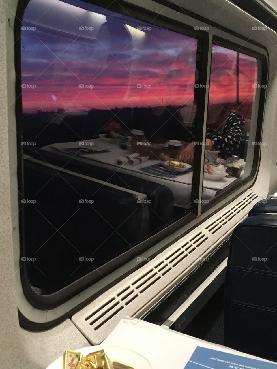 Beautiful sunrise on a train ride to vacation.