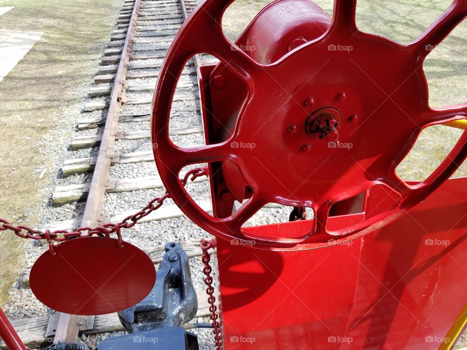 Railroad red caboose wheel