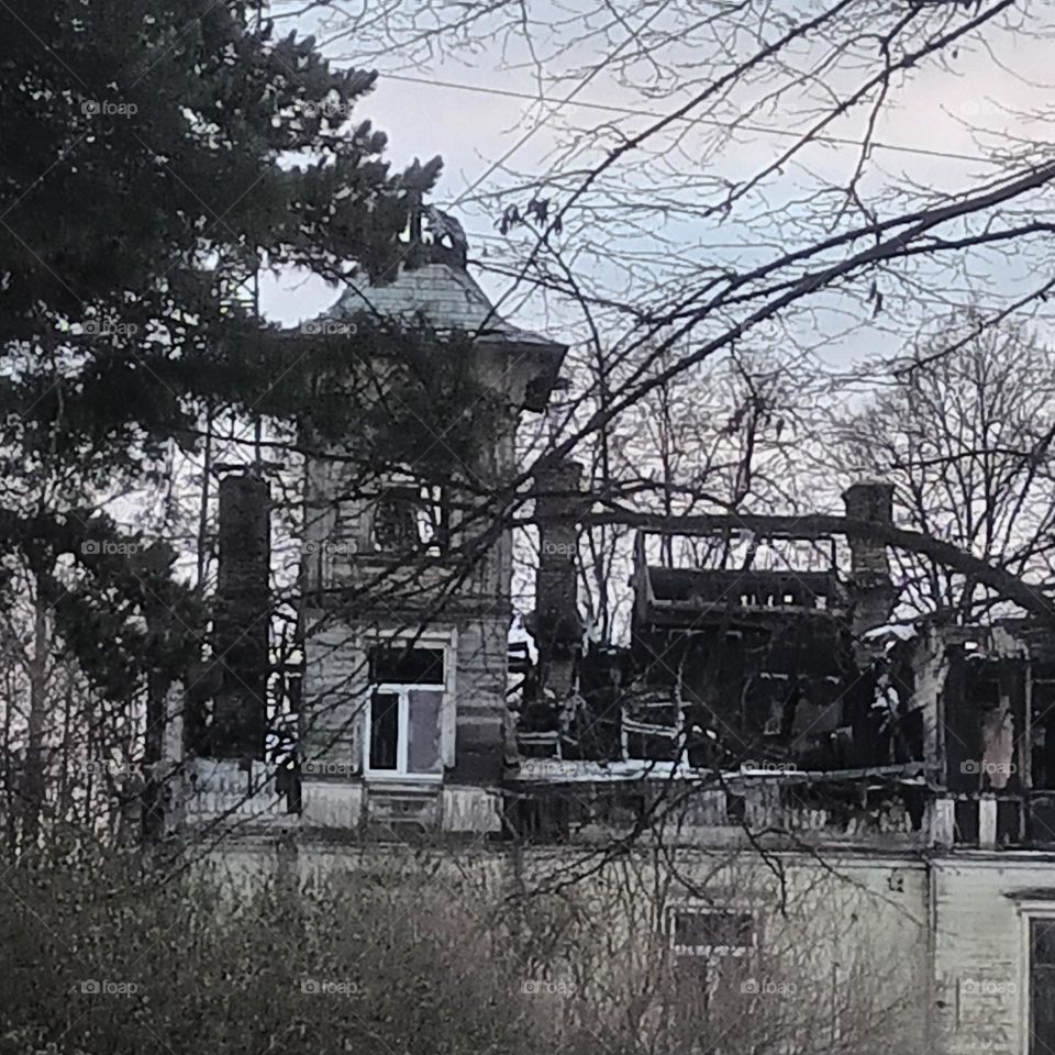 Burnt old estate in Bolderaa. Riga