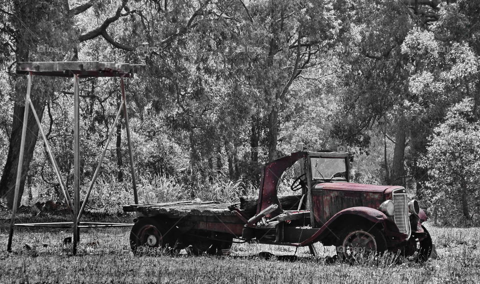 Old truck in a field in Perth Australia