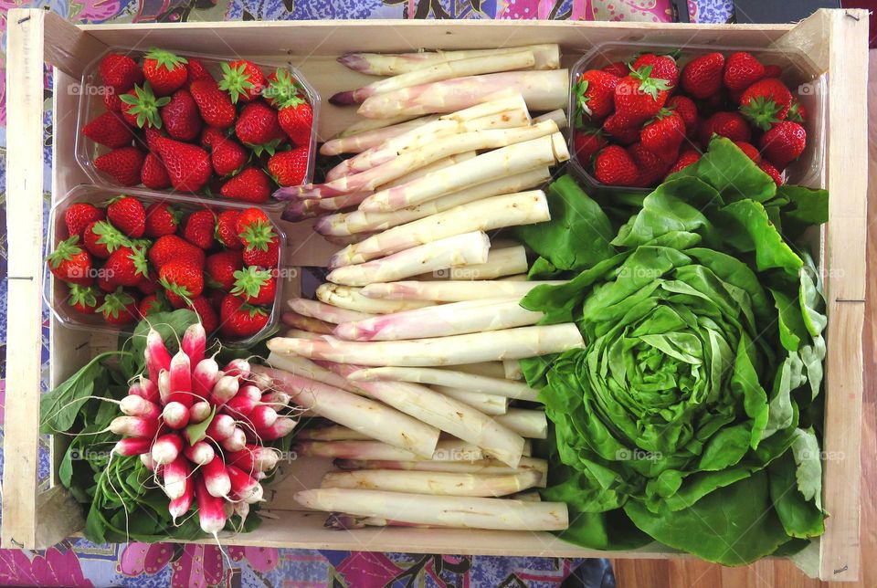 Fresh vegetable and fruit in container