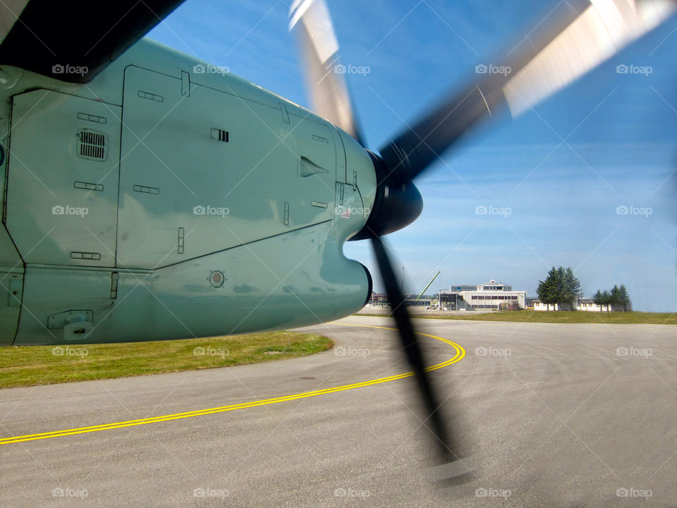 Propeller on an airplane.