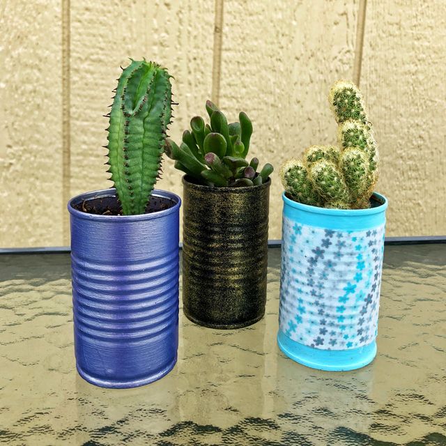 Flower pots from tin cans