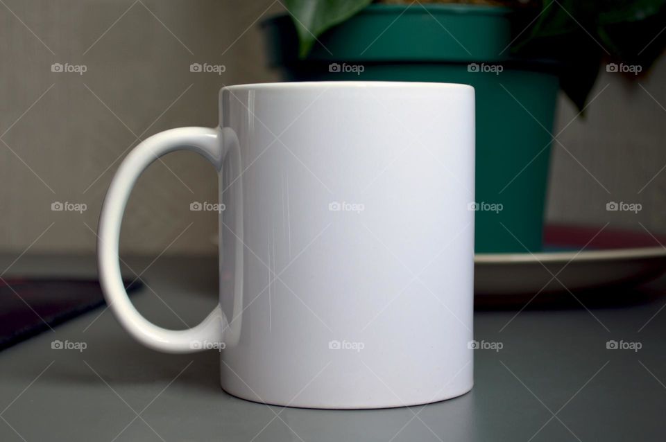 White ceramic cup for applying image and photo