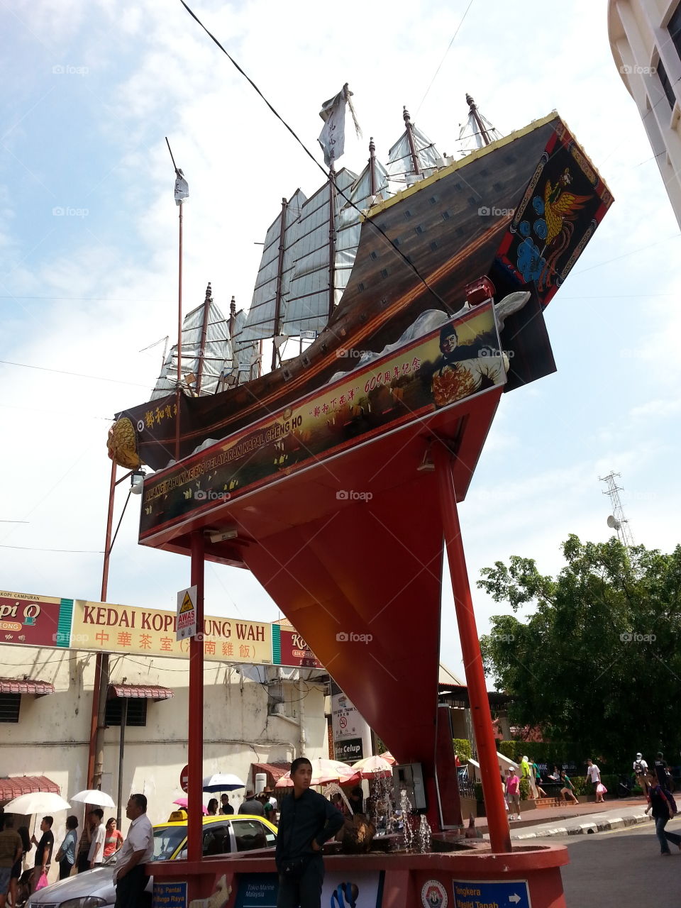 "ancient ship monument". ancient ship monument in a center of Mallaca town .