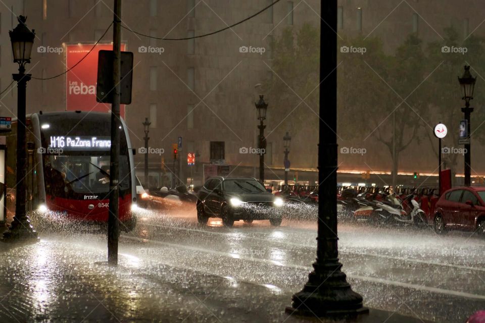 Bus in middle of a Storm 