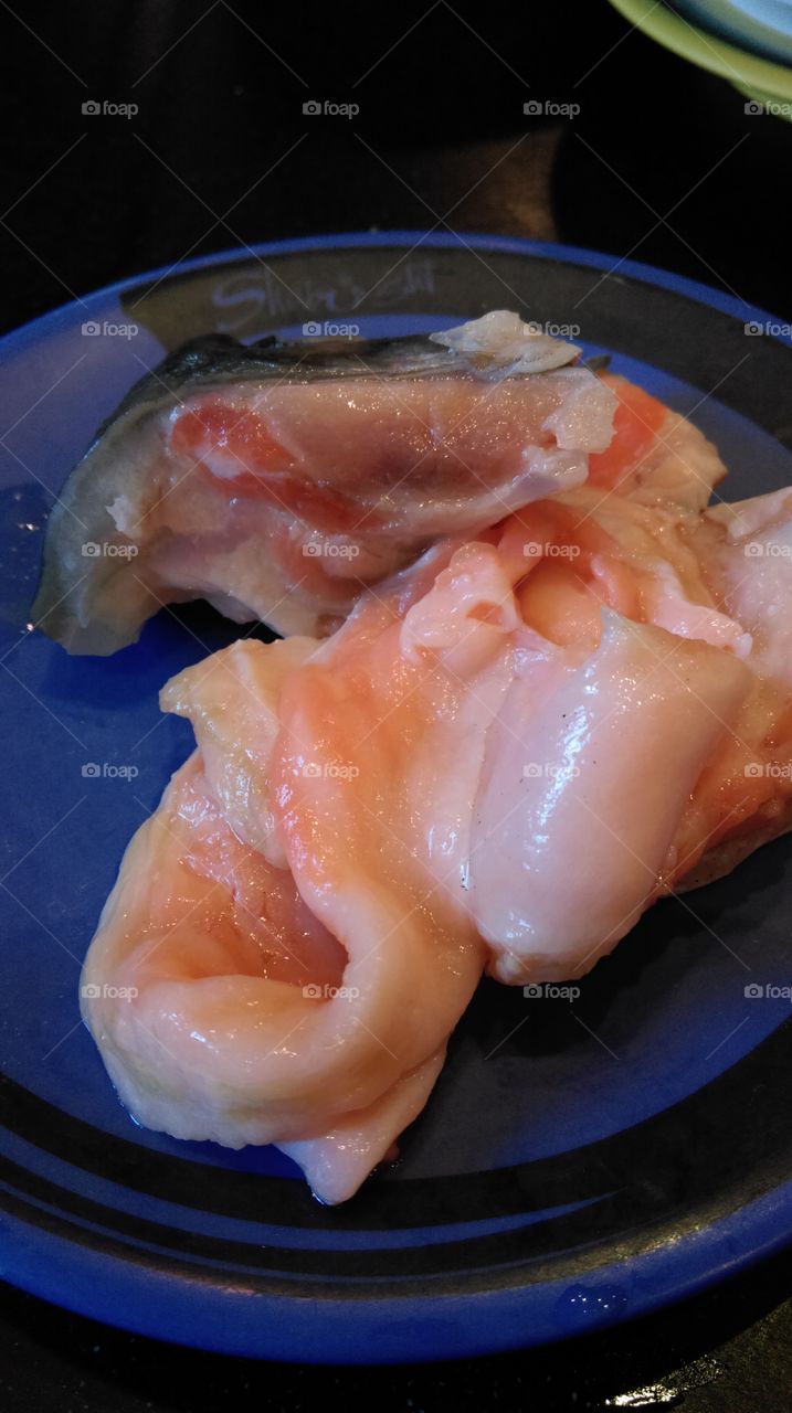 Fresh salmon on the dish