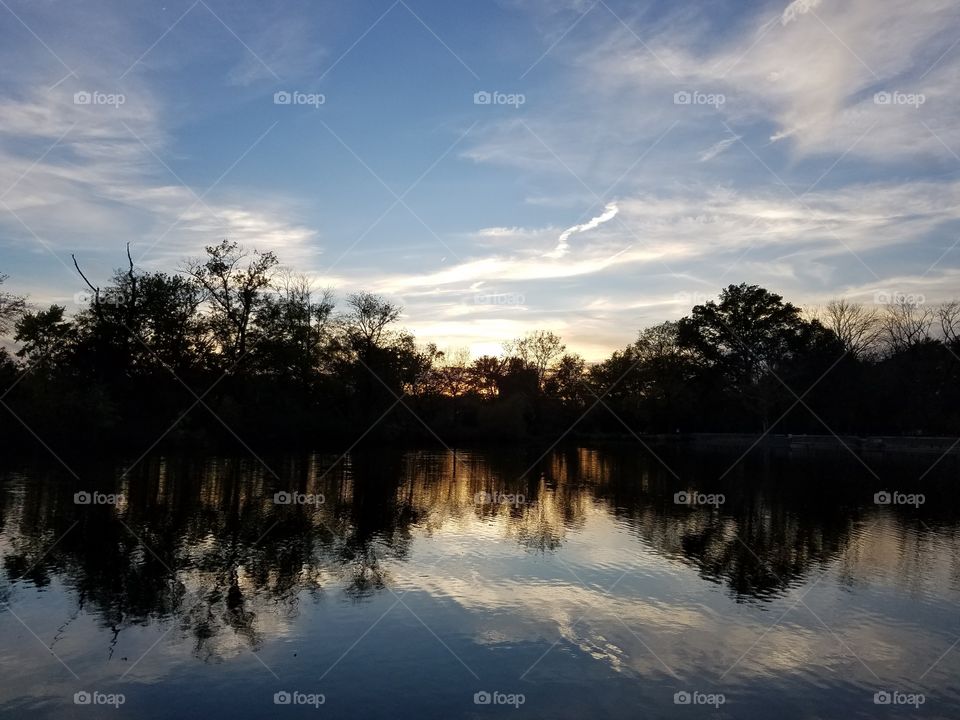 sunset on lake